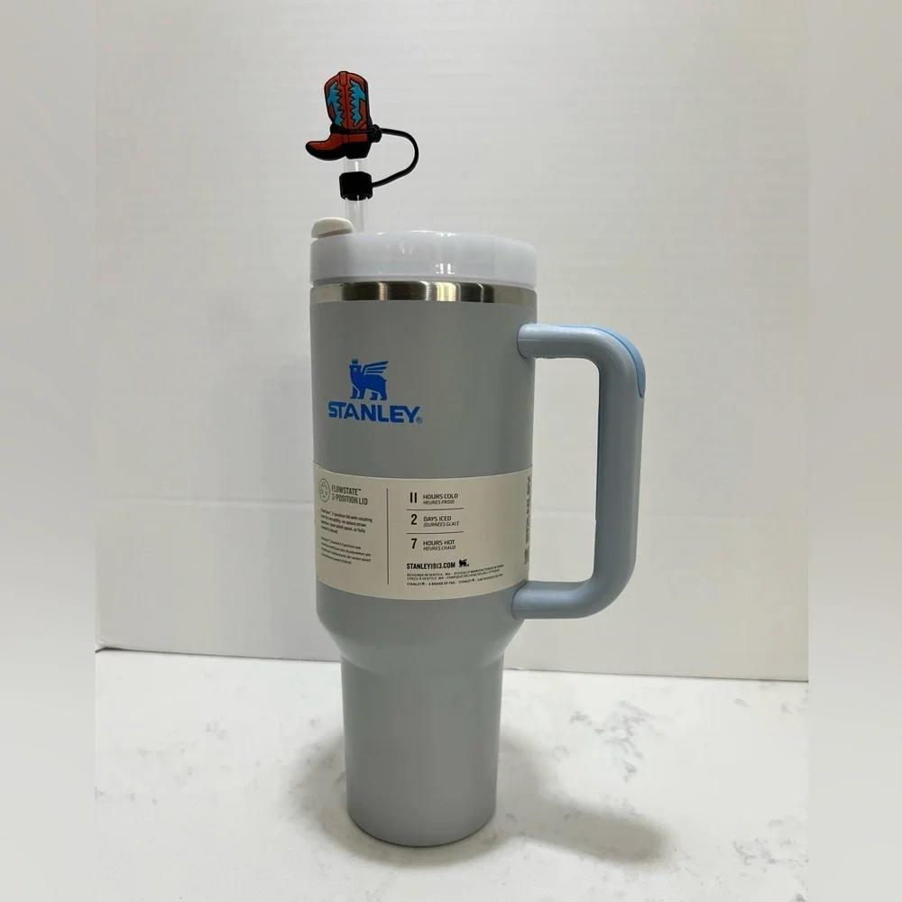 Stanley Gray Thermos with Blue Logo - Picture 6 of 10